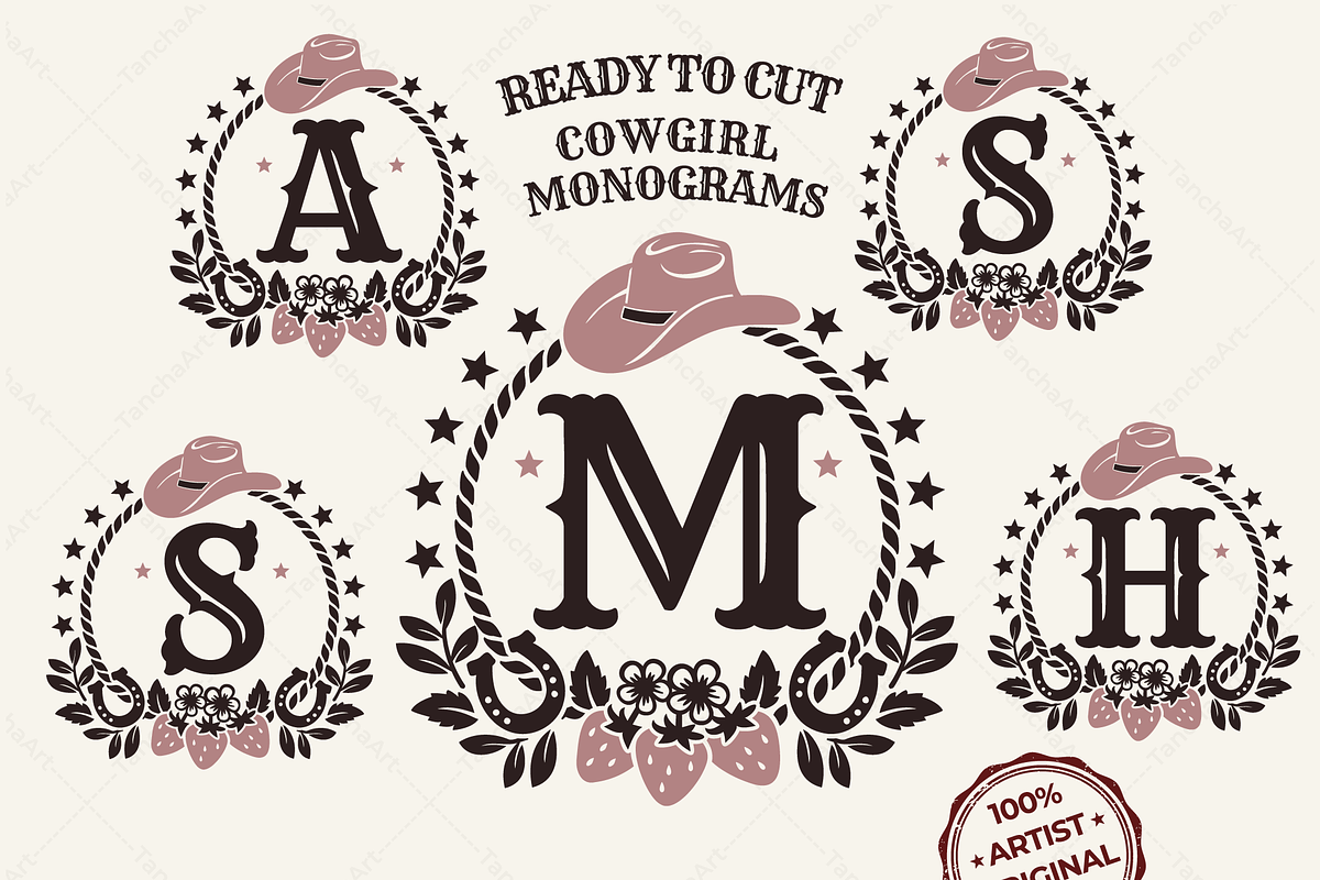 Coastal Cowgirl Monogram SVG Western, an Object Graphic by TanchaArt (Photo 1 of 10)