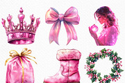 Chic Neon Pink Christmas Clipart, an Illustration by Craft Nest (Thumbnail 2 of 6)