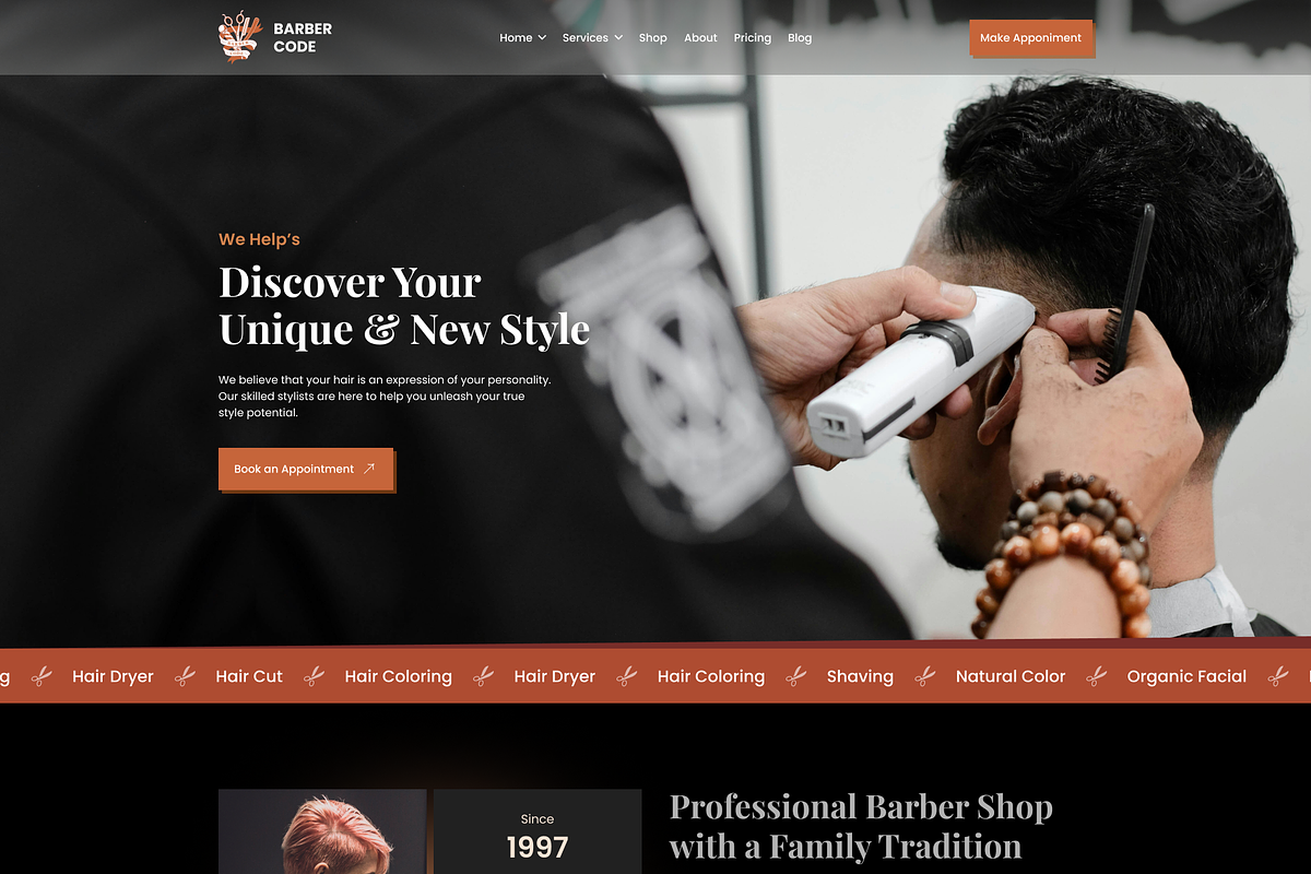 Barber Shop & eCommerce UI Template, an UI Kit Template by ReformedTech (Photo 2 of 26)