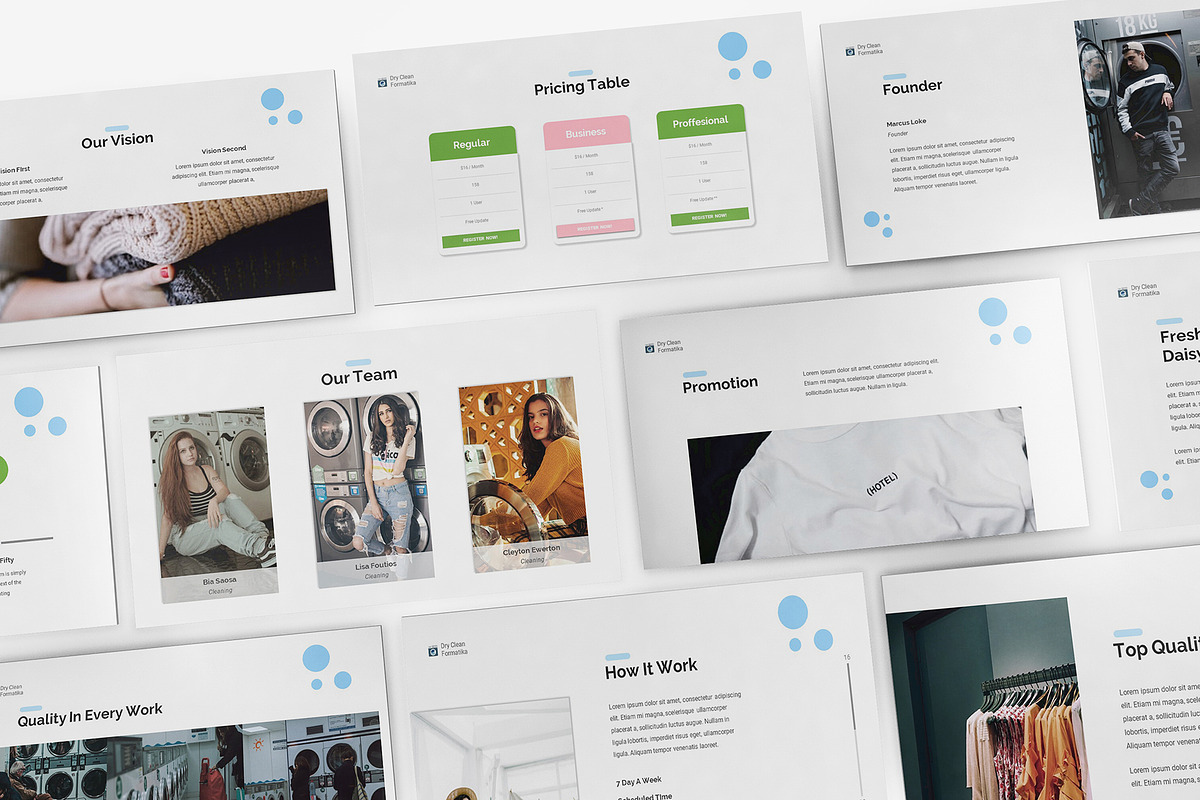 Laundry Powerpoint Template, a Presentation Template by Formatika Studio