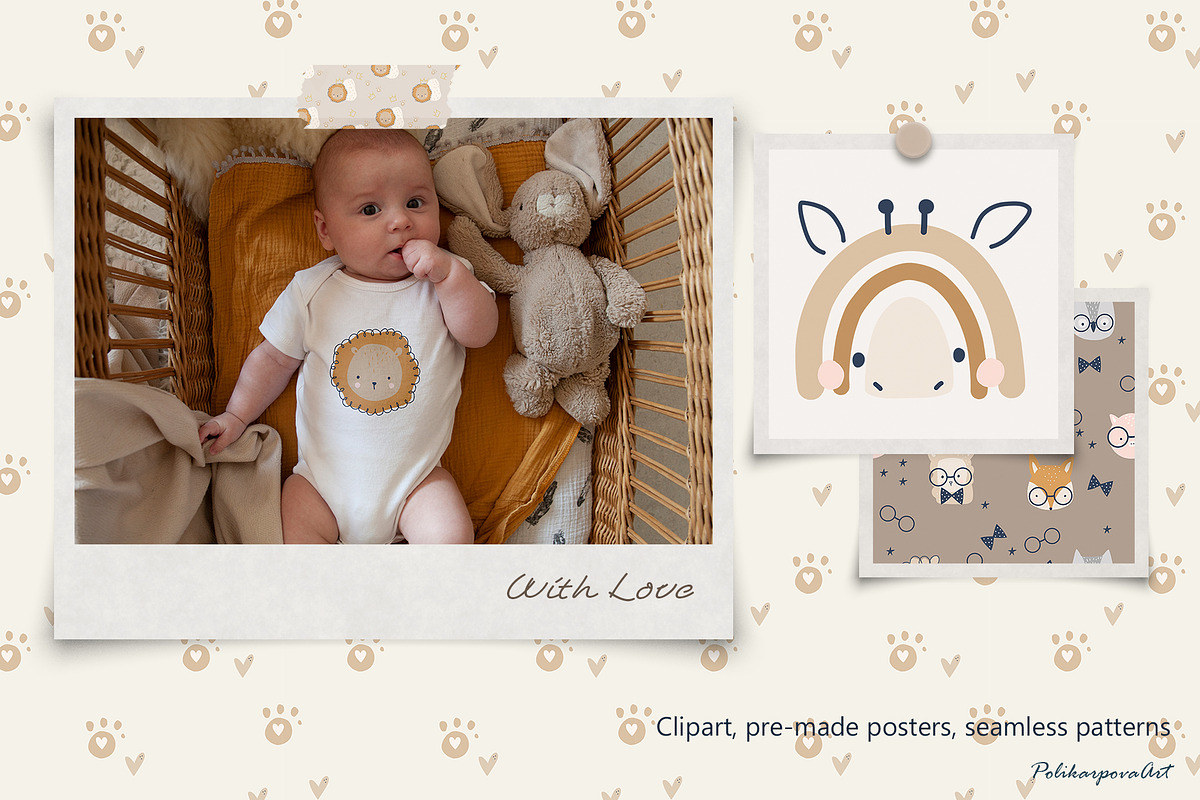 Face baby animals collection, an Animal Illustration by polikarpovaart (Photo 3 of 11)