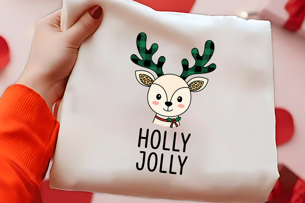 Holly Jolly Christmas Reindeer PNG, a Seasonal Illustration by CrexoraLab (Photo 2 of 4)