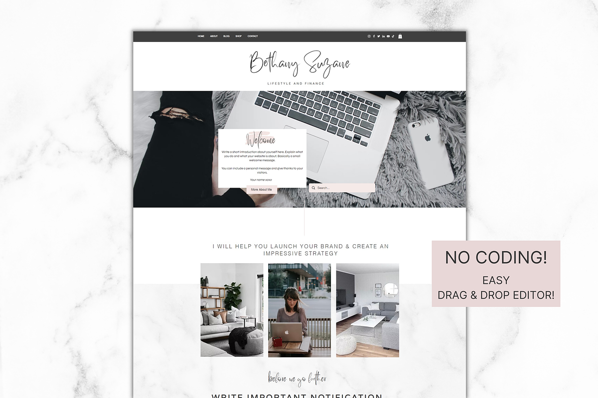 Wix website template for Bloggers, a Wix Template by Studio Eburnean (Photo 2 of 7)