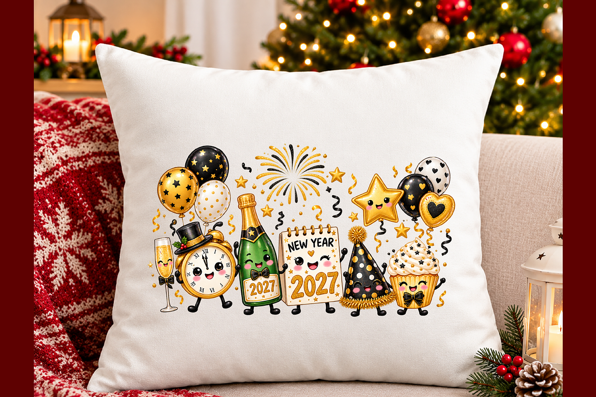 Kawaii New Year 2027 Celebration, a Seasonal Illustration by Printable Design Store (Photo 3 of 5)