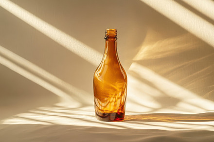 Empty glass bottle filled with brown, a Photo by Iftikhar Alam