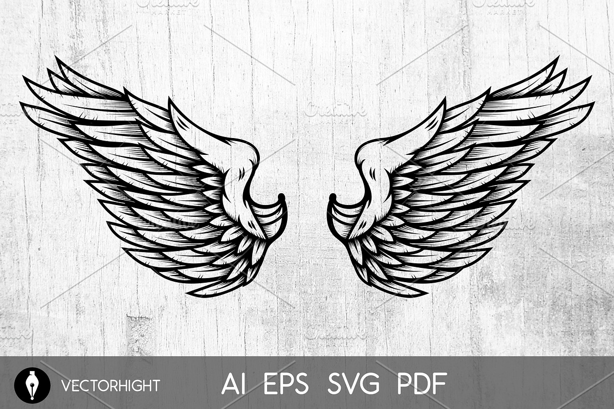 Eagle wings in tattoo style SVG, an Animal Illustration by Vectorhight ...