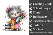 Whimsical Graduation Cat Clipart PNG, a Seasonal Illustration by Canvas Craft (Thumbnail 3 of 10)