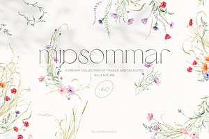 Watercolor wildflower clipart bundle, an Illustration by CarmineType