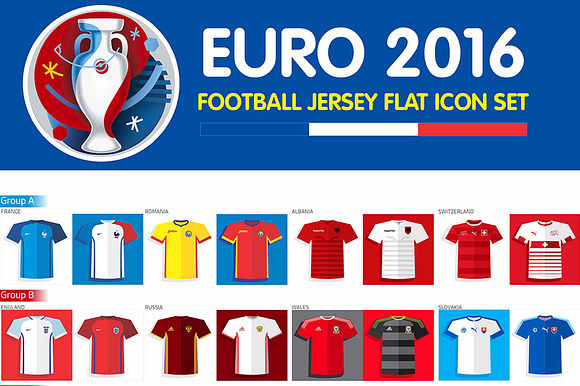 Euro 2016 Football Jersey Flat Icon