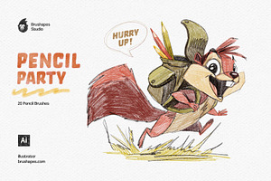 Pencil Party Illustrator Brushes, a Brush Add-On by brushapes.com