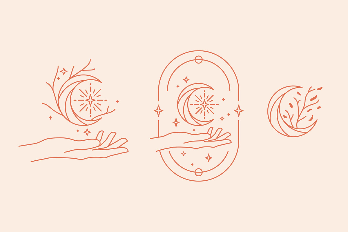 Hand Crescent Moon Star Rustic Logo, a Branding & Logo Template by Signatoro (Photo 1 of 2)