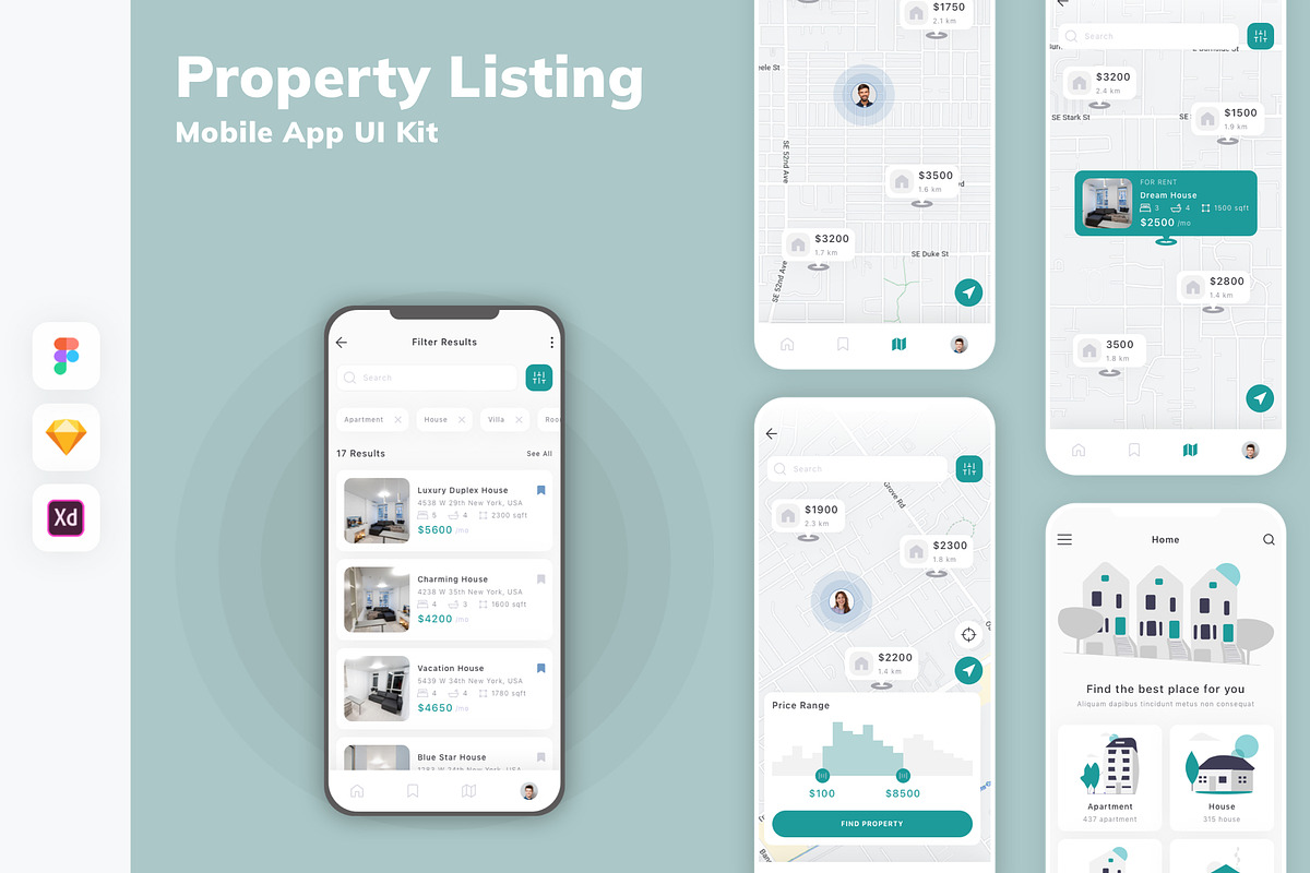 Property Listing Mobile App UI Kit, an UI Kit Template by uicube