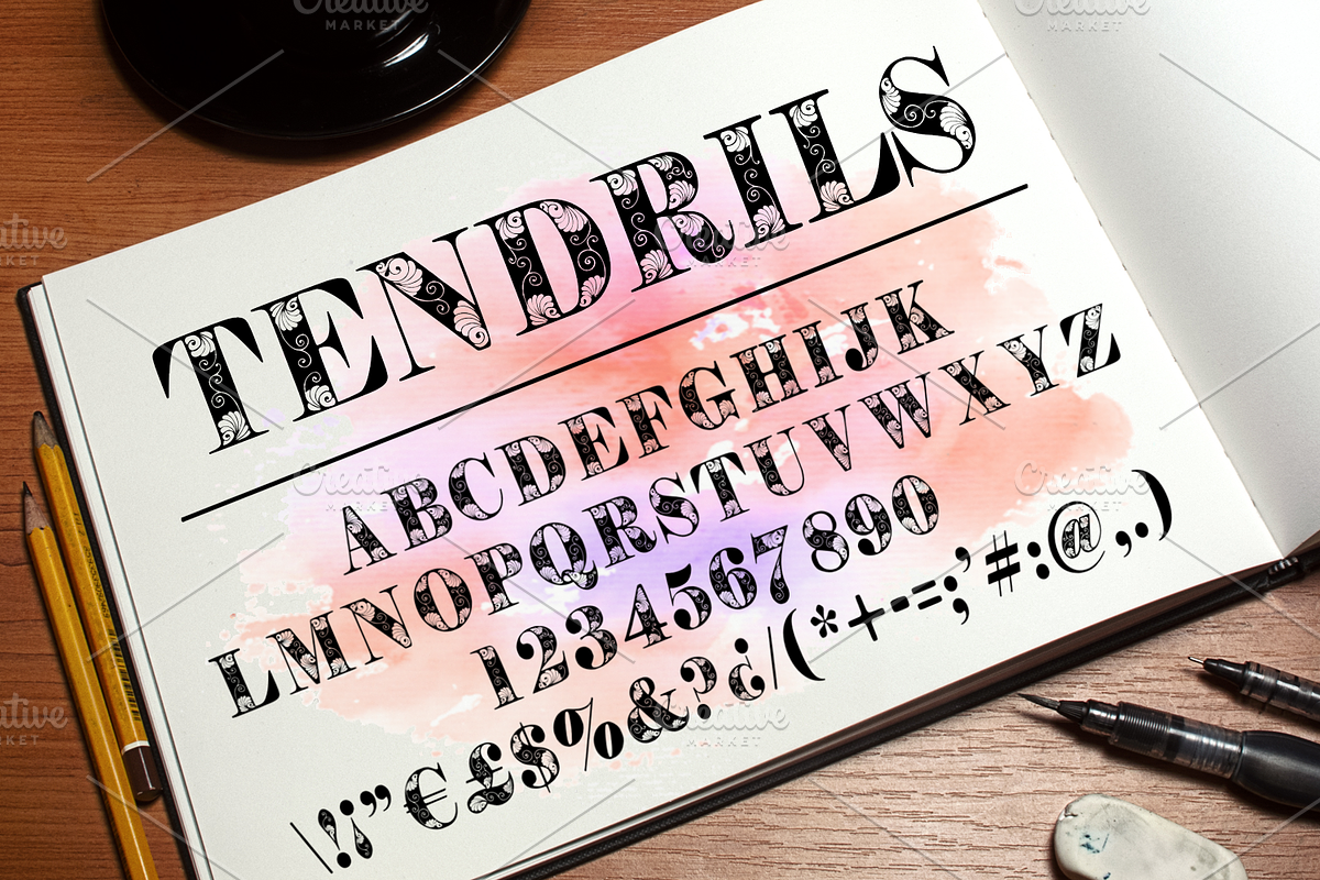 Tendrils Decorative Font preview 3