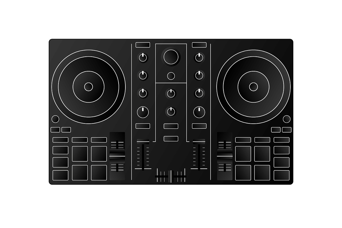 An illustrated black DJ controller, an Illustration by misign (Photo 1 of 5)