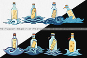 Message in a Bottle Clipart, a Graphic by Artnoy (Thumbnail 2 of 5)
