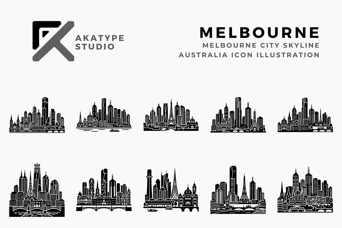Melbourne Australia City Skyline, a Solid Icon by Akatype Studio (Photo 1 of 3)