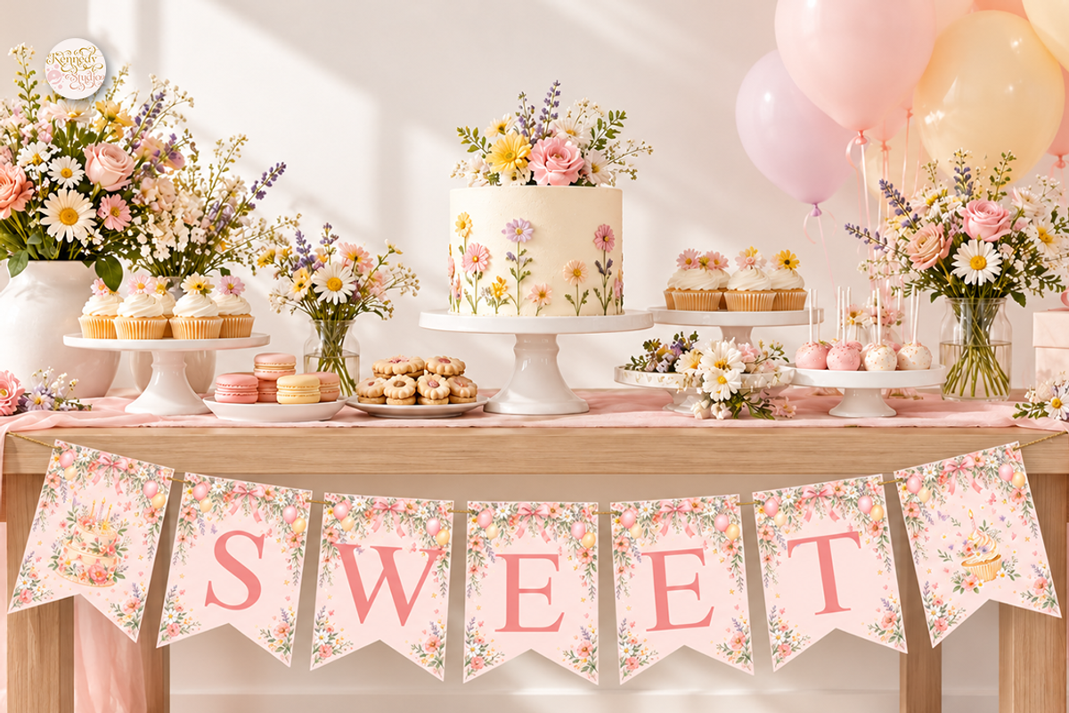 First Birthday Banner Canva Template, a Marketing Template by KennedyStudio (Photo 3 of 10)