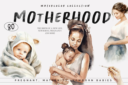 Motherhood. Watercolor collection