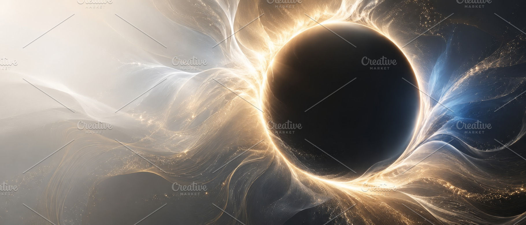 Solar eclipse with ethereal swirling, a Photo by Dvoevnore photos