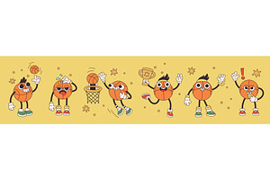 Funny basketball ball characters, a Sport Illustration by YummyBuum