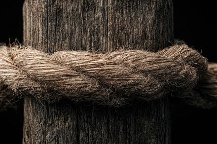 Old Rope Tied Around Wooden Post, a Wallpaper Photo by Virgo Studio