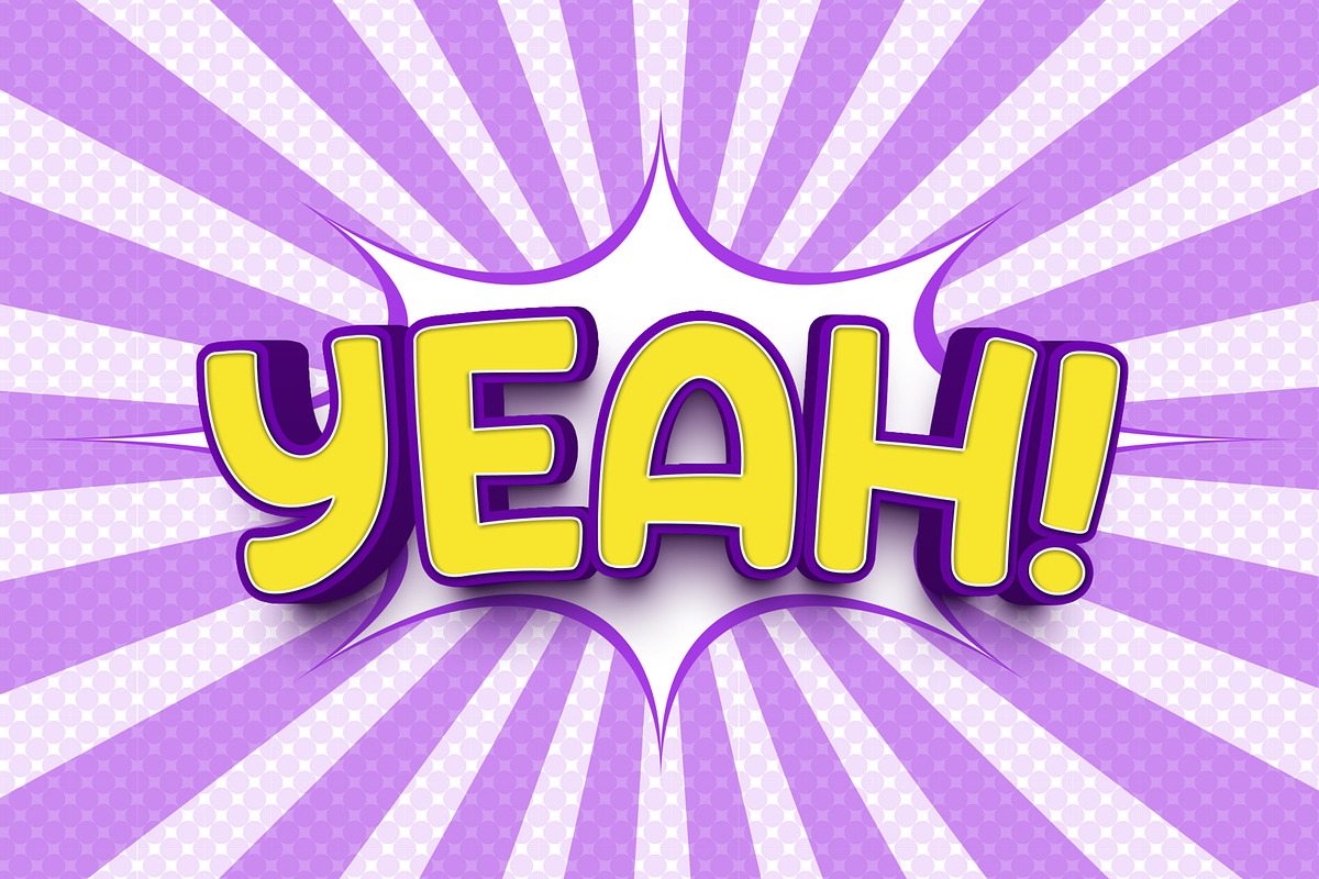 Yeah comic 3d text effect, a Layer Style Add-On by himelgfx