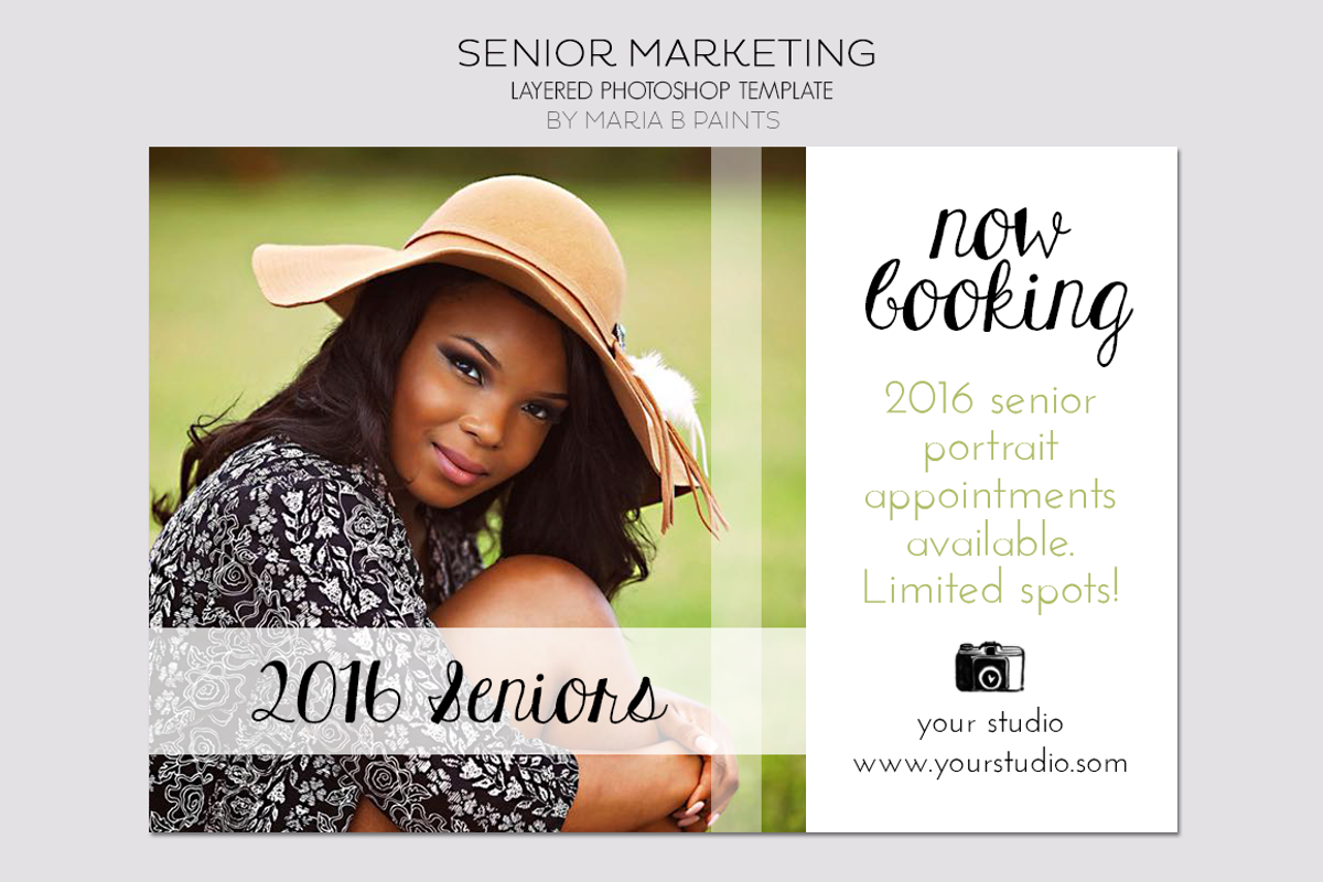 Senior Photography Postcard Template, a Flyer Template by Maria B. Paints
