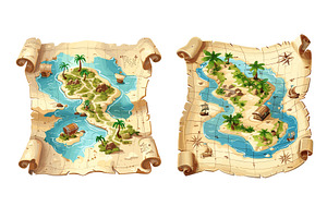 Treasure map cartoon vector set. Old, an Object Illustration by Stock-Smart-Start