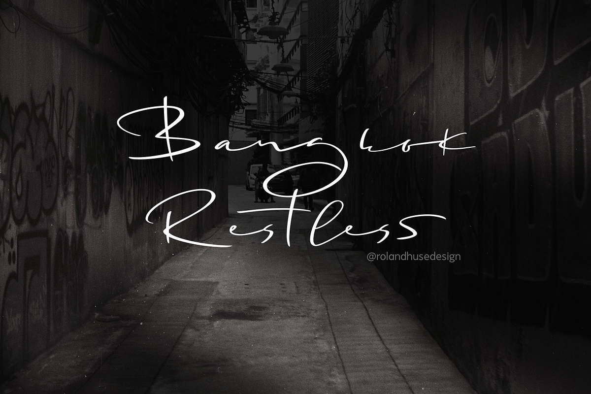 Bangkok Restless Handwriting, a Script Font by Roland Huse Design (Photo 1 of 6)