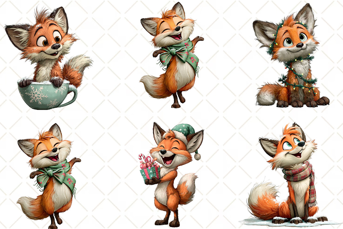 Quirky Christmas Fox Clipart, an Illustration by Black Bird Studio (Photo 4 of 6)