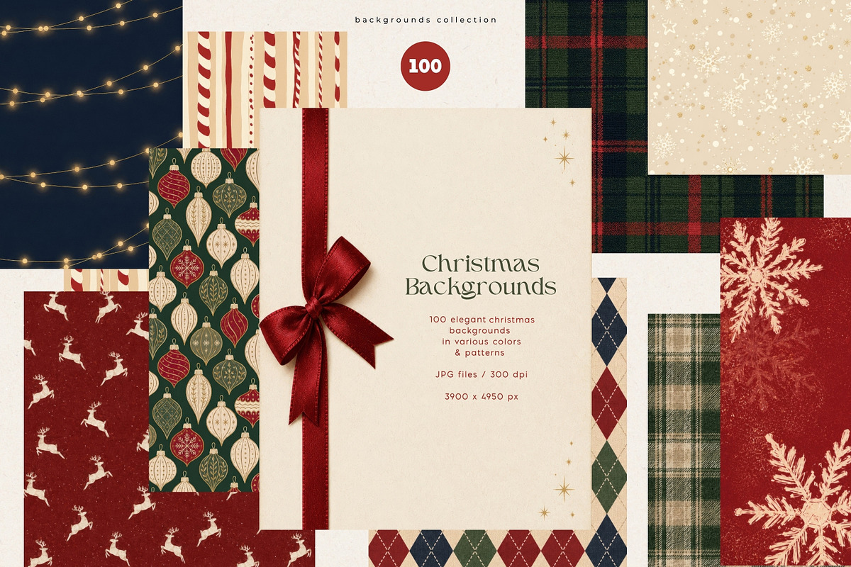 100 Elegant Christmas Backgrounds, a Background Graphic by PeDe Designs (Photo 1 of 17)