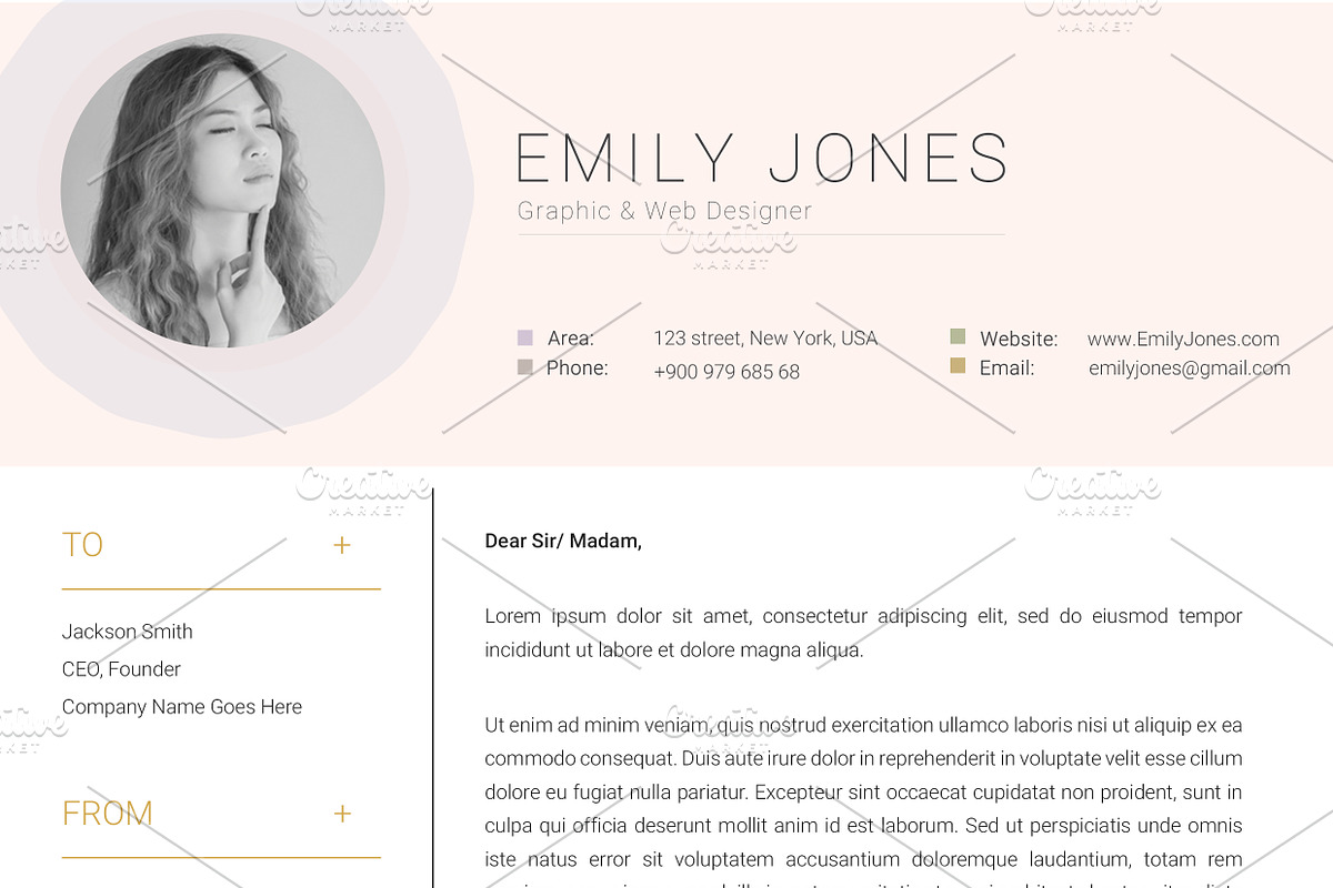 Simple Color CV-Resume Template *C, a Resume Template by Showy68 Template