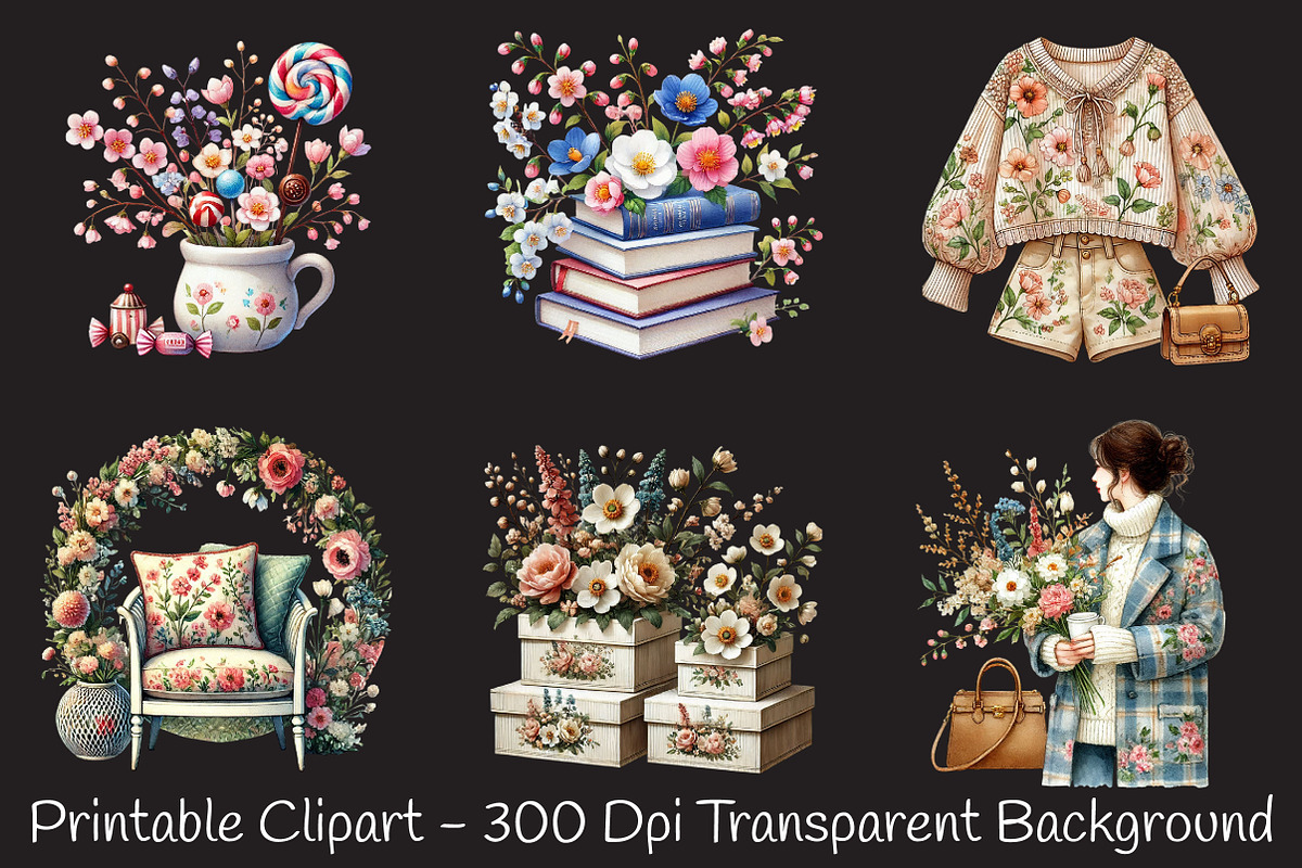 Cozy spring sublimation clipart bund, an Illustration by RobertsArt (Photo 7 of 7)
