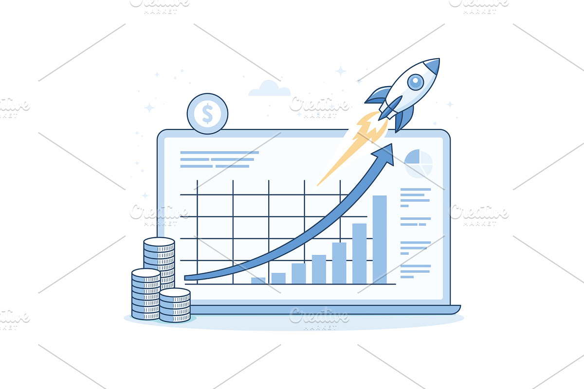 Startup launch and exponential, a Finance Illustration by Artsaba Family