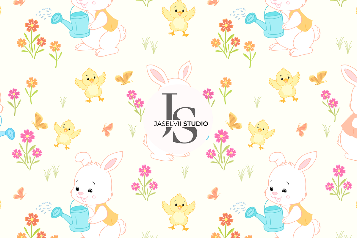 Bunny Chick - Cream, a Pattern Graphic by Jaselvii Studio (Photo 5 of 5)