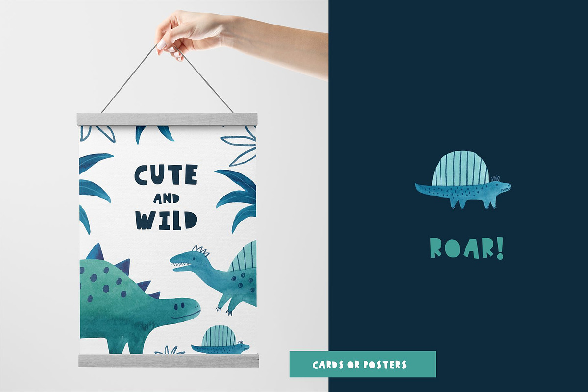 ROARSOME watercolor dinosaurs, a Decorative Illustration by Cute And Wild (Photo 5 of 5)