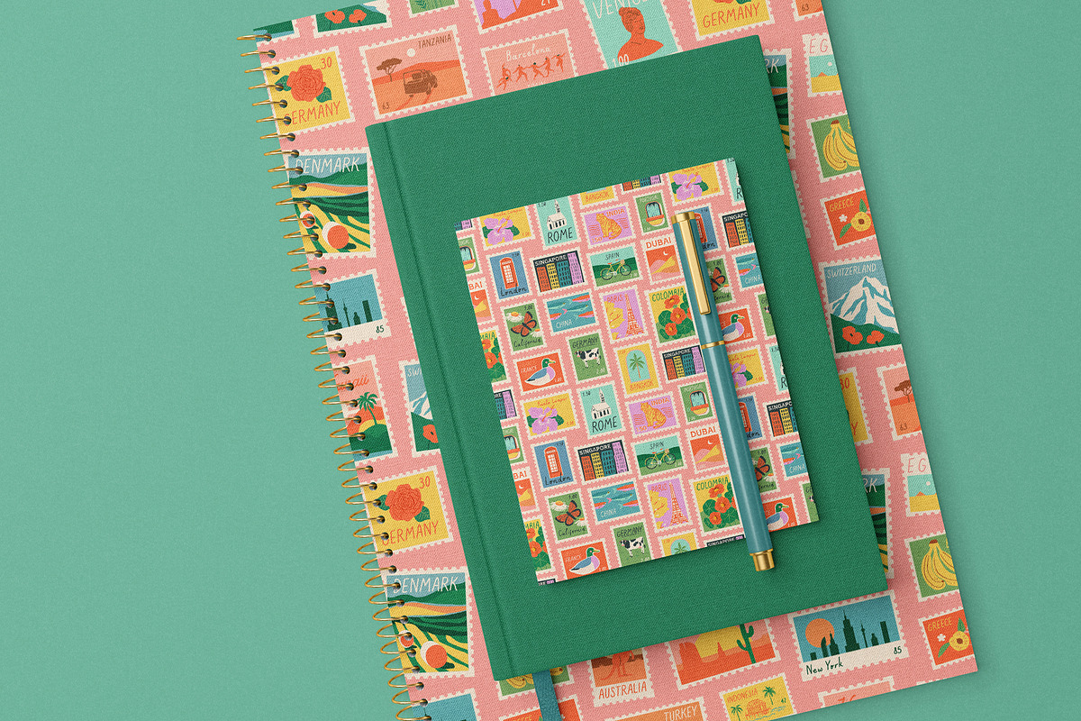 World Stamps: Graphics & Patterns, a Pattern Graphic by Dedraw Studio (Photo 9 of 10)