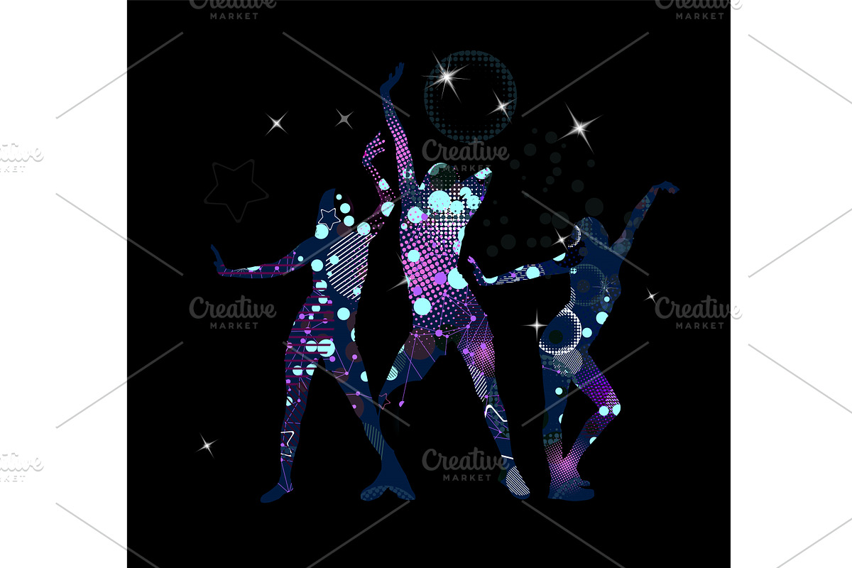 Abstract dancing girls. Disco Hand, a Person Illustration by Nenahliadava Design