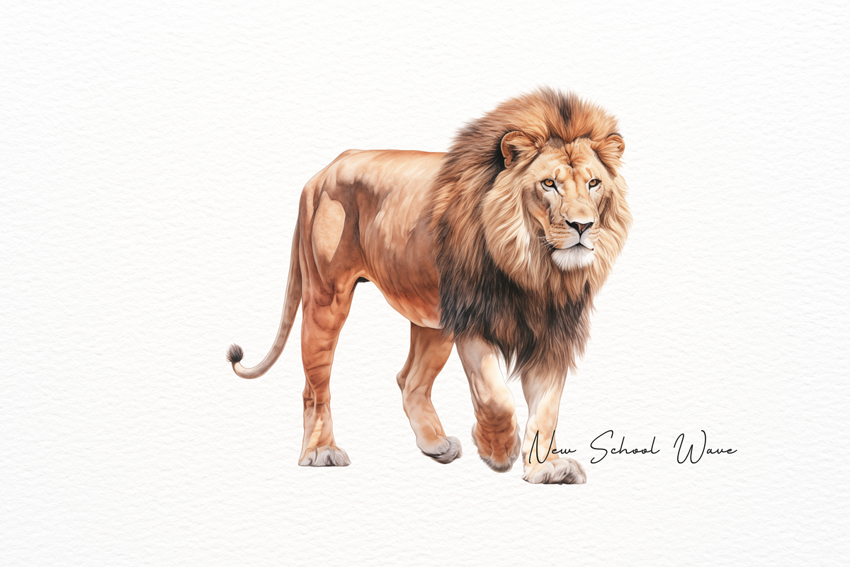 Powerful African Lion Watercolor, an Animal Illustration by New-School-Wave (Photo 2 of 5)