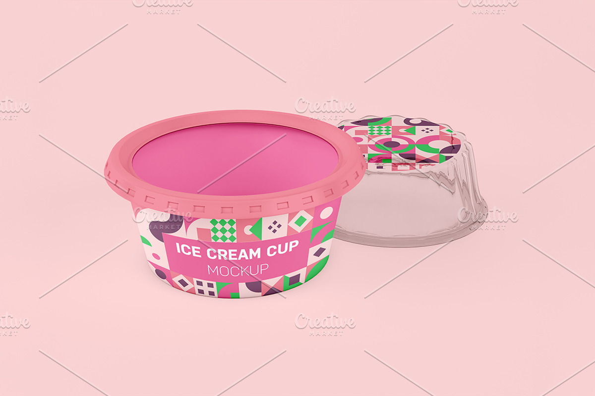Ice Cream Cup Mockup, a Packaging Mockup by Qaleb Studio (Photo 1 of 3)