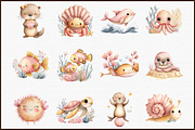 Cute Sea Animals Watercolor Clipart, an Illustration by Sublimation Artist (Thumbnail 3 of 6)