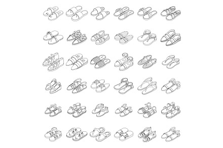 Sandals icons set vector outline, an Illustration by Ylivdesign