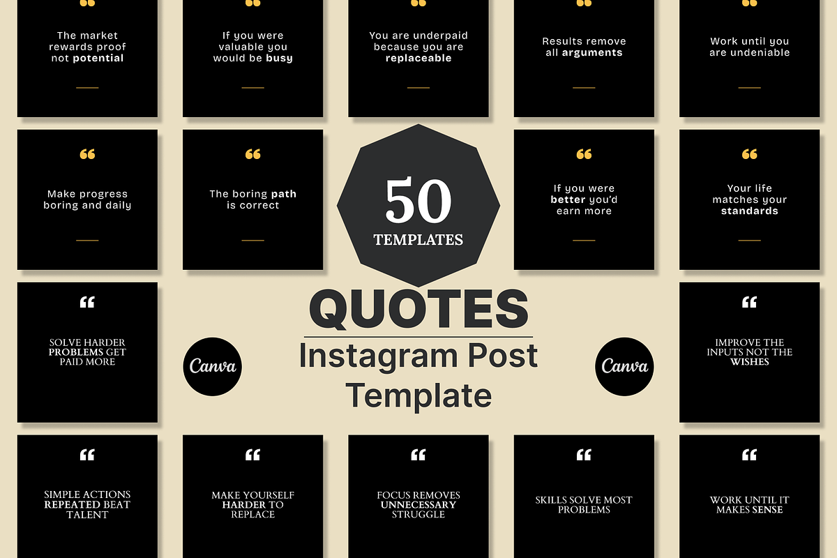 Powerful 50 Black Insatgram Template, a Social Media Template by RB Boutique (Photo 1 of 9)