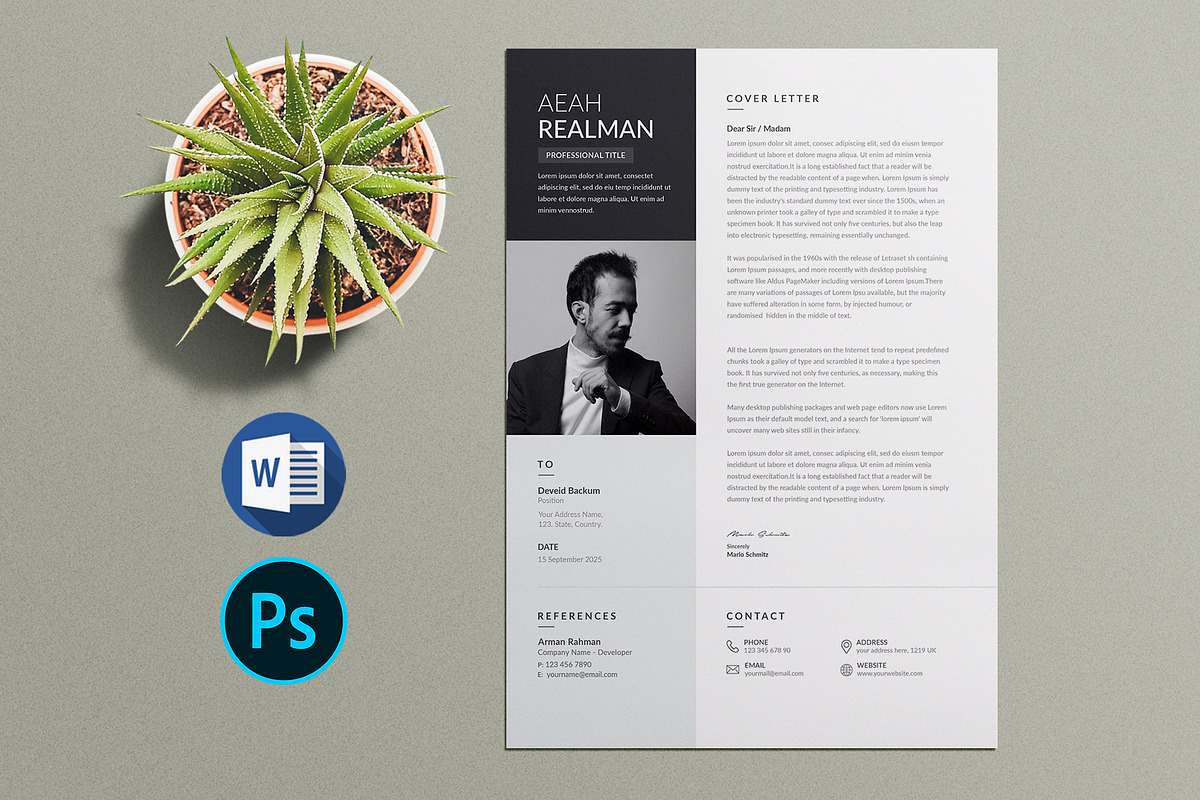 Word Resume & Cover Letter, a Stationery Template by Pixelpick (Photo 4 of 6)