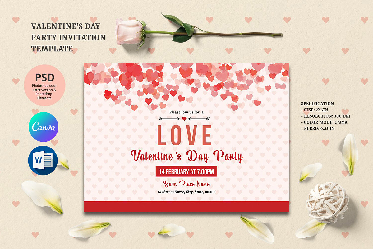 Valentine’s Day Party Invitation, a Card Template by Template Shop (Photo 1 of 3)