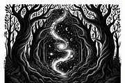 50 Mystical Galaxy Forest Silhouette, a Technology Illustration by Amazin_art (Thumbnail 25 of 41)