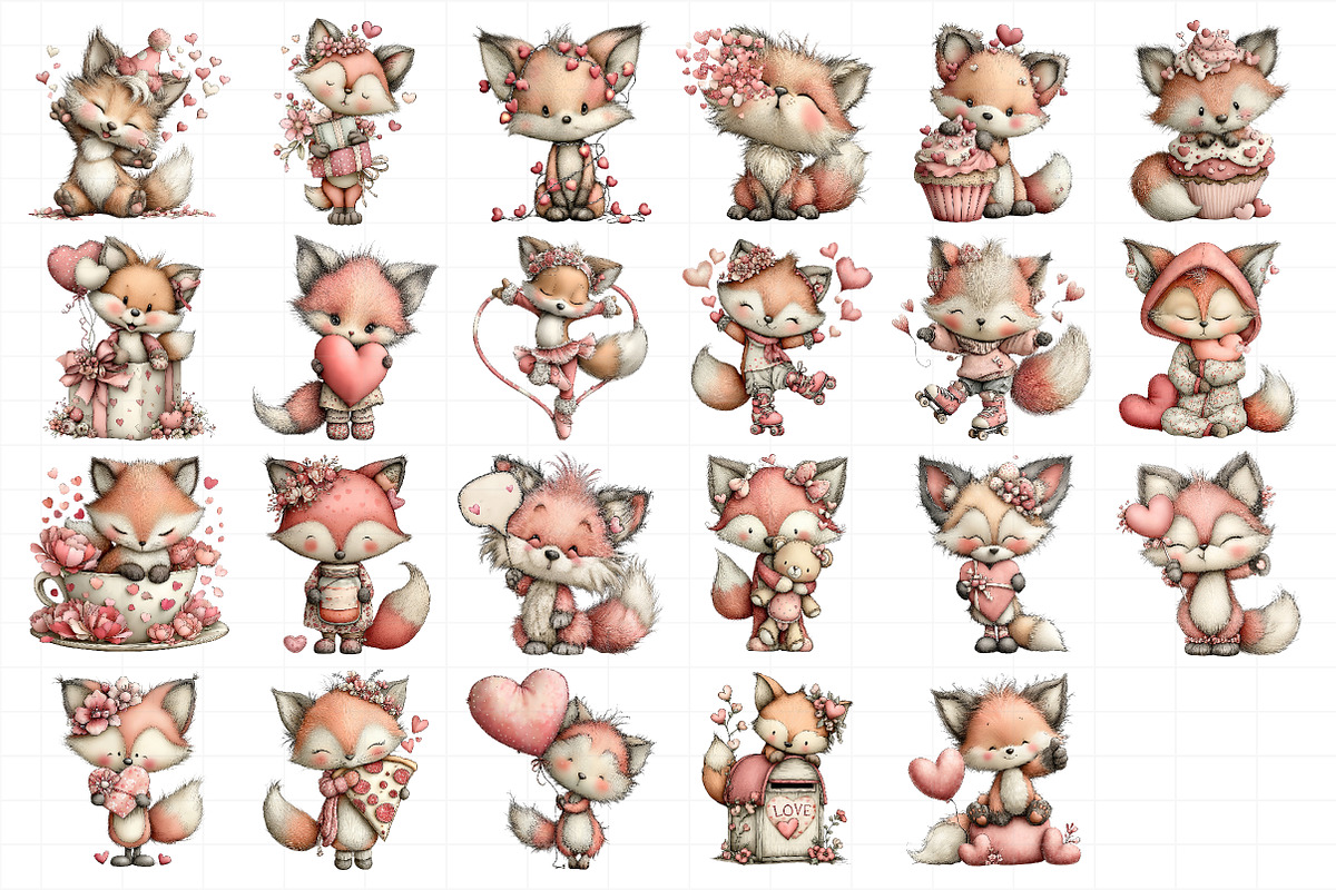 Quirky Funny Valentine Fox Clipart, an Illustration by Daily.Designs (Photo 4 of 5)