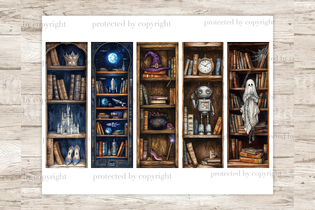 Bookcase Bookmarks, an Object Illustration by GlamArtZhanna (Photo 2 of 9)