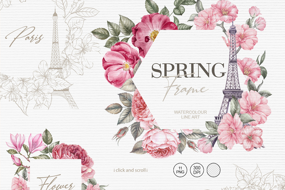 Blooming Paris. Motifs,Frame,pattern, an Illustration by Kotkoa (Photo 18 of 21)