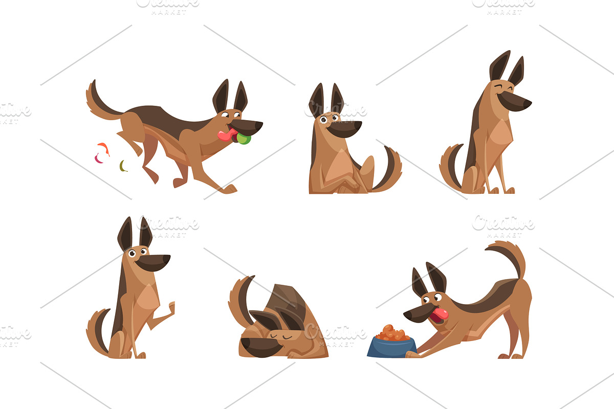 Dog. cartoon dog in action poses, an Animal Illustration by Onyx